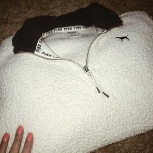 PINK fuzzy half zip